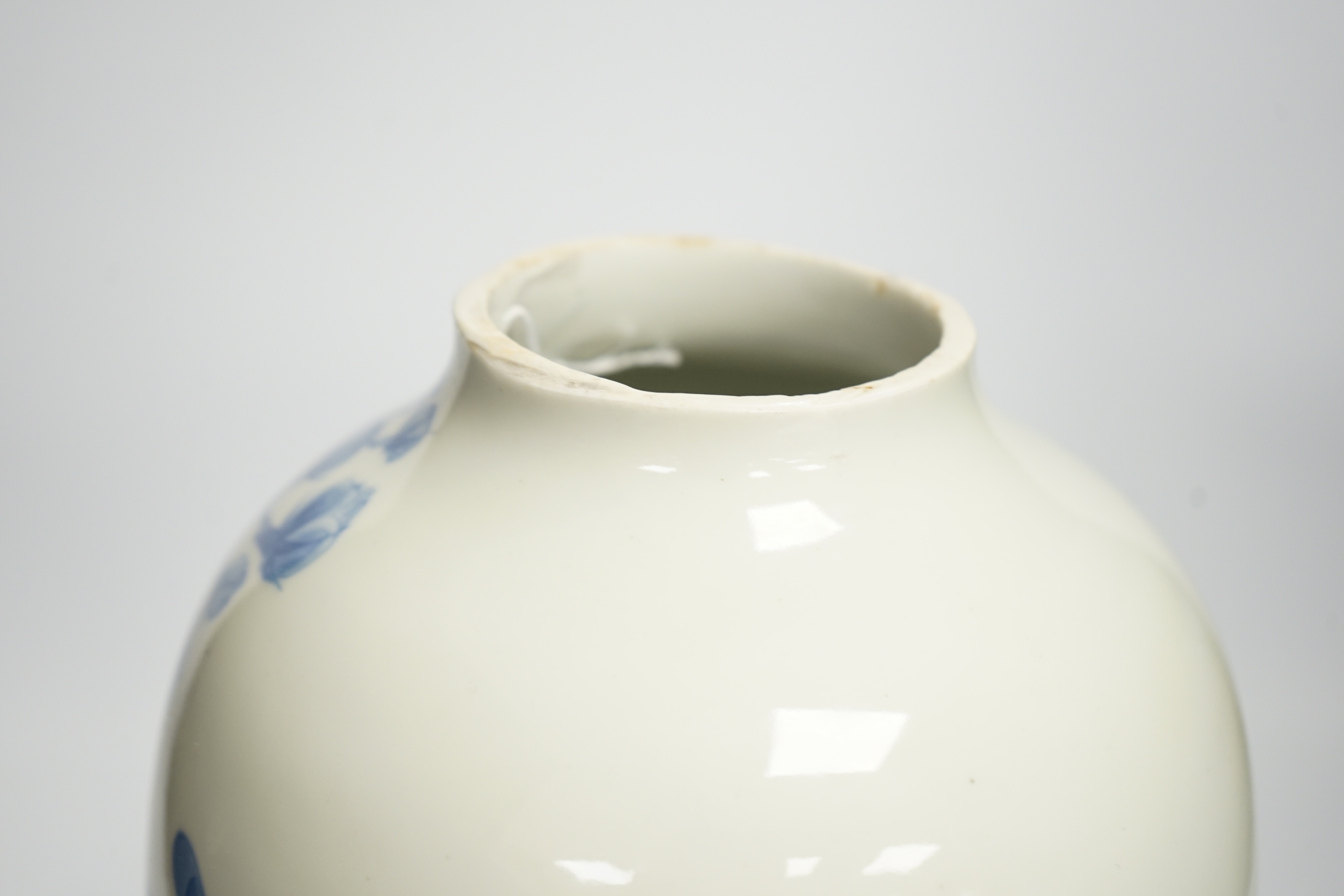 A Japanese Seto blue and white vase, 29cm high